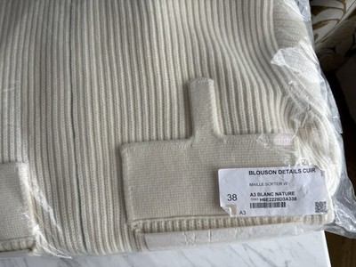 New Hermes Hermès Cardigan Blanc Naturel Wool Knit Jacket Size 38