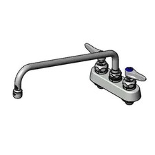 T S Brass B-2391 4" Deck Mount Chrome Plated Bronze Faucet w/ 14" Swing Spout