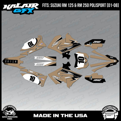 Graphics Kit for SUZUKI RM125 250 POLISPORT RESTYLE Speed-TAN