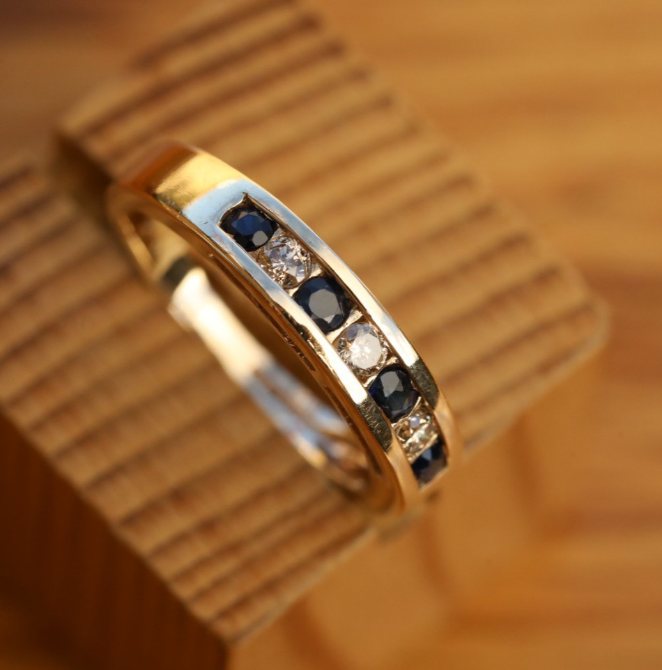 Seven-Stone Ring Sapphires and Diamonds