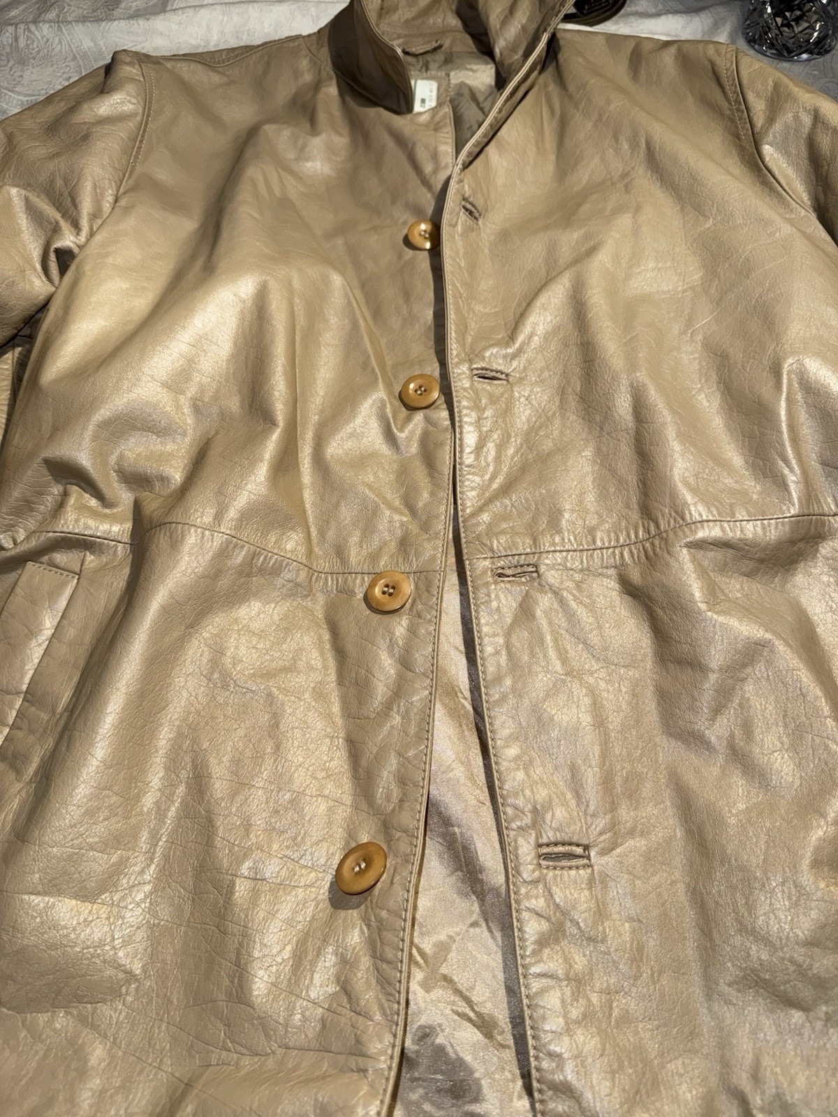 Rare Zara Mens Tan Vintage 100percent Leather Jacket, SIZE MEDIUM! Tag XL is wrong! image 8