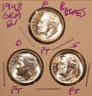 1948 P D S ROOSEVELT DIME GEM BU SET  ALL FULL BANDS KEY DATES! 480417