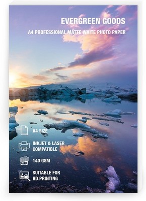 Evergreen Goods 50 Sheets A4 Matte White Double Sided Photo Paper 140gsm, Inkj...