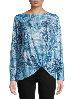 Time And Tru Women s Size XXL (20) Sublimation Embellished Front Twist Top
