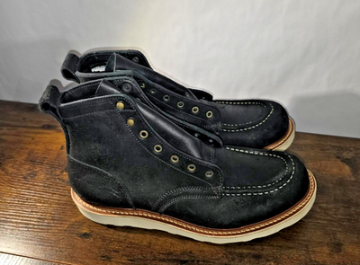 #ad TRUMAN SZ 11 EE Black Oiled Rough Out Moc Toe EUC $289.99