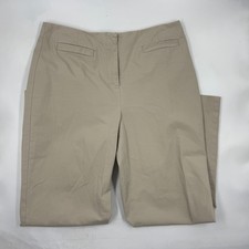 Talbots Womens Petites Dress Pants Straight Leg 10 Beige Stretch Cotton Classics