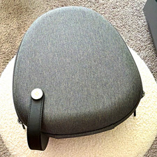 Gray/Black Fabric Hard Shell Zipper Headphone Carrying Case w/ Strap