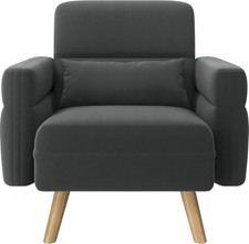 Image of Modern Fabric Tub Armchair with Lumbar Pillow Side Pockets Grey