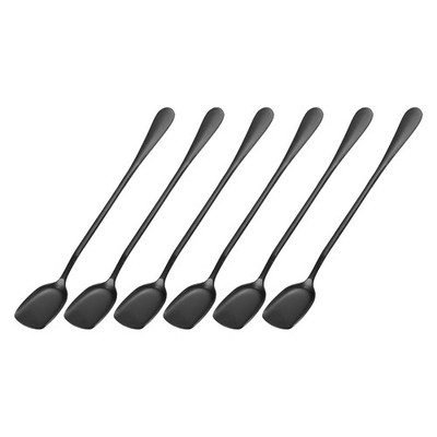 Set of 6 Stainless Steel Ice Spoons, 7.5-Inch Dessert Spoons Dark Gray