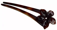 Parcelona French Belle Flower Shell Chignon Celluloid Hair U Stick Pin