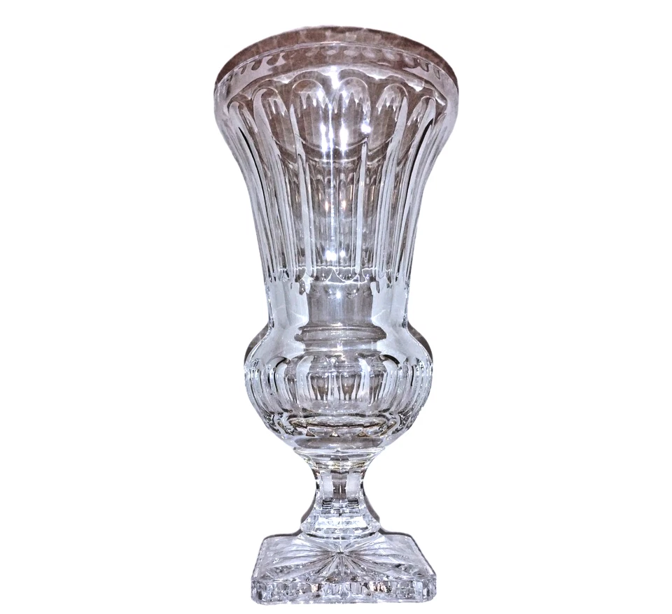 Impresionante urna Campania acanalada de cristal de plomo pesado de 15" a la manera de Wm Yeoward Foto 4 de 4