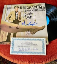 Rare Signed THE GRADUATE soundtrack LP Dustin HOFFMAN BANCROFT ROSS DANIELS COA