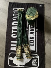 African Green Gold Embroidered Hat and Scarf Set Unisex