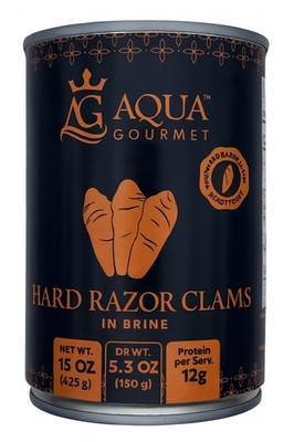 Aqua Gourmet  Canned Hard Razor Clams in Brine, Premium Chilean Seafood, 15 o...