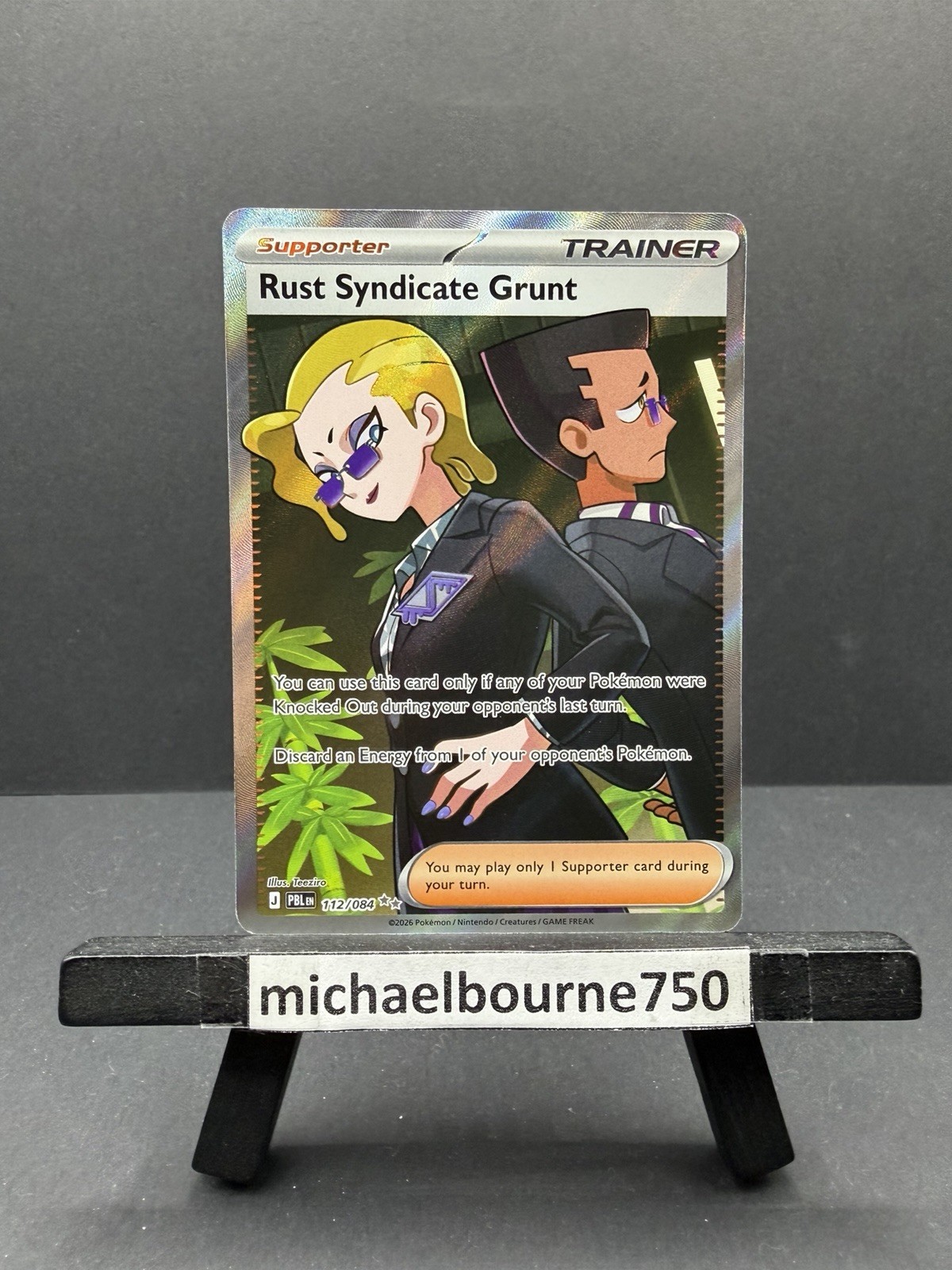 Pokemon Pitch Black Rust Syndicate Grunt Full Art Ultra Rare 112/084