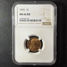 1955 Lincoln Wheat Cent - Ngc Ms66 Rd - Uncirculated - 1c