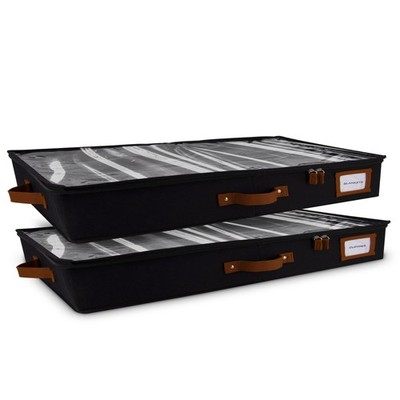 2pc Low Profile Under Bed Storage Containers, Thin Under Couch Storage Organi...