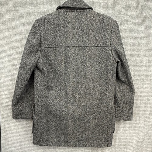 Pendleton Wool Coat Mens Sz 48 Herringbone Gray Vintage USA Preppy Professor - Picture 2 of 12