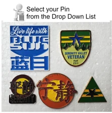 Serenity/Firefly TV Series Metal 1" to 2" Lapel/Lanyard Pin- 5 Diff- Your Choice