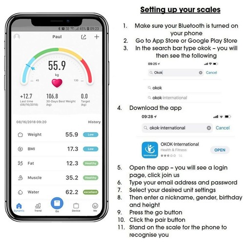 180KG BATHROOM BLUETOOTH GLASS SCALES BMI BODY FAT MONITOR WEIGHING IOS, ANDROID - Picture 15 of 17