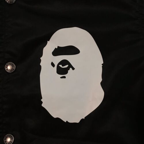 BAPE logo nylon varsity jacket Black A Bathing Ape Size S Good condtion 2503TY - Picture 2 of 10