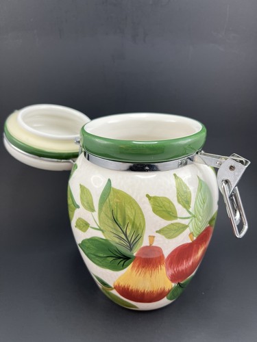 Sakura Sonoma Canister / Jar with Hinged Lid Seal Hand Painted Fruit EUC 7.5" - Picture 4 of 6