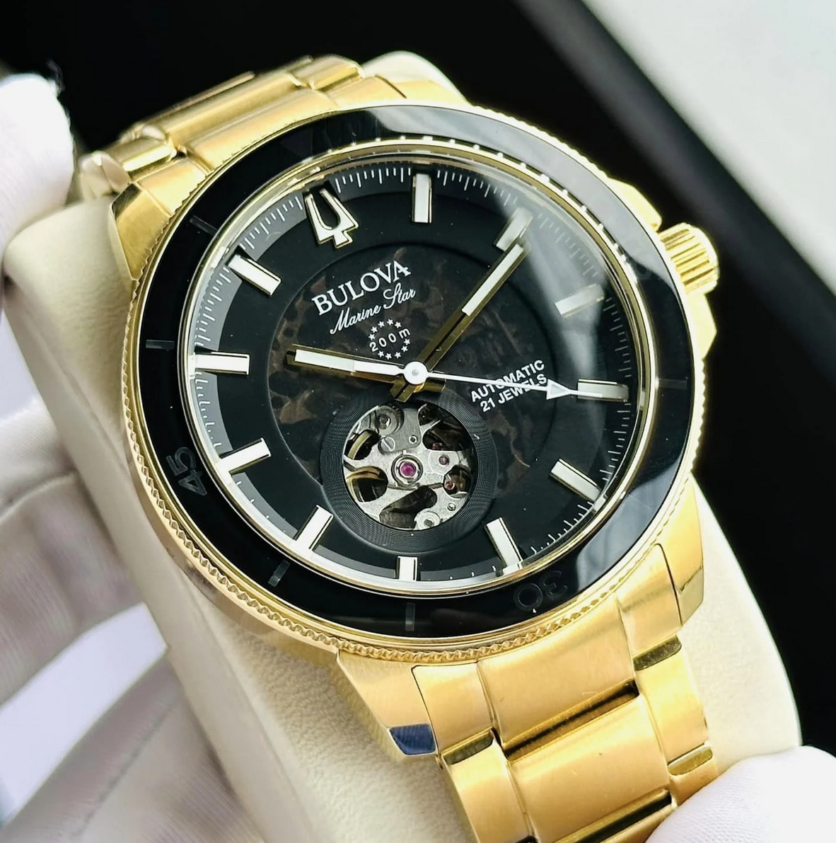 Bulova Marine Star Black and Gold Dive Watch. Unused. New, old stock. s-l400.jpg main image 4