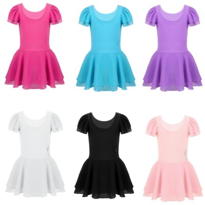 Kids Girls Ballet Tutu Dress Gymnastics Leotard Tulle Skirt Dance Wear Costume