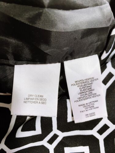 Jones Studio Womens Dress Size 10 Black & White Geometric Lined Back Zip - Picture 6 of 6