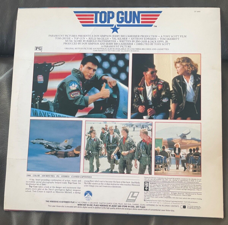 Top Gun Laserdisc Tom Cruise Kelly McGillis Val Kilmer Anthony Edwards
