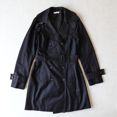 Orsay Black Trench Coat S/M Women s Belted Double Breasted Lined Outerwear