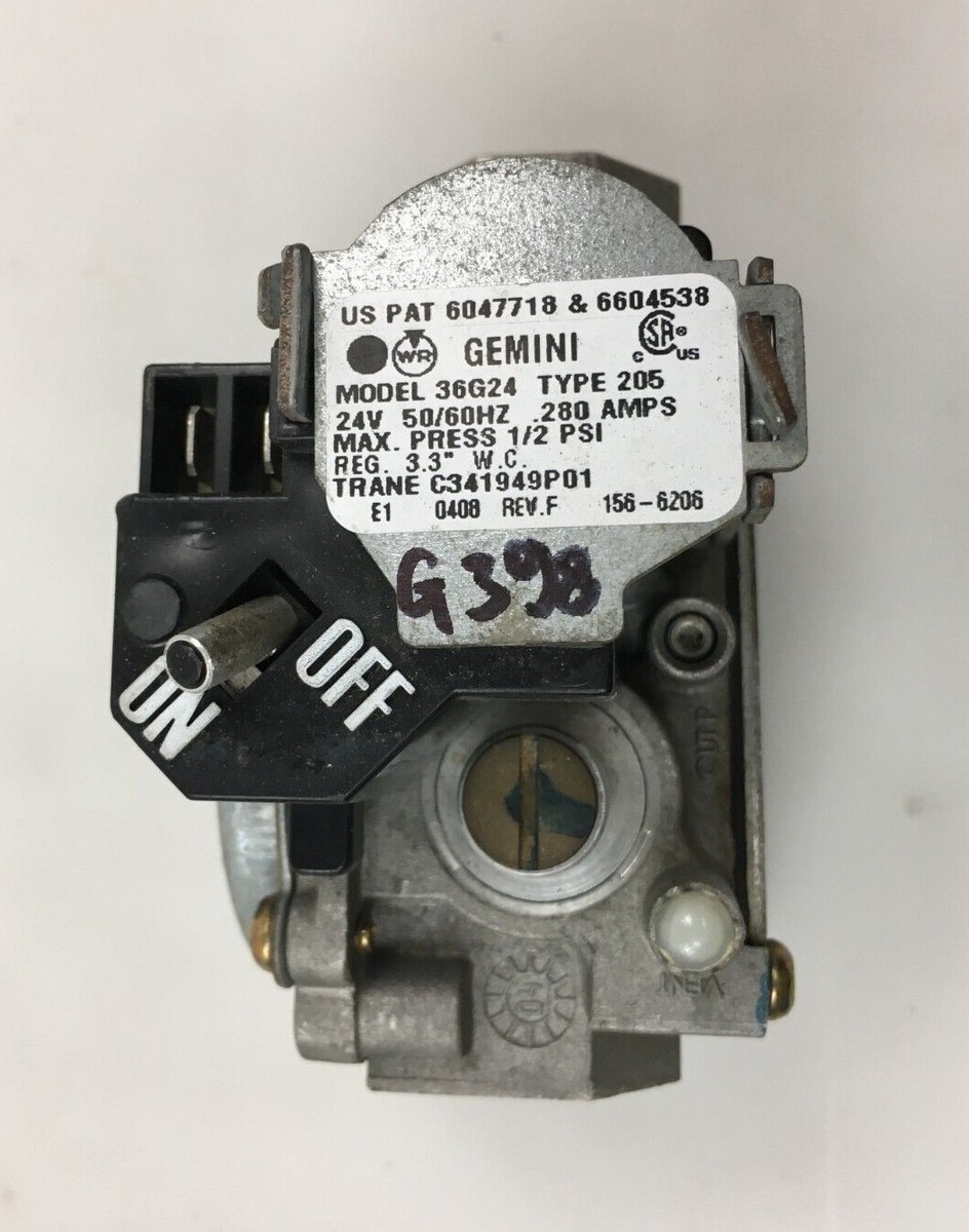 White Rodgers Gemini Gas Valve 36G24 type 205 Trane C341949P01