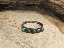 19. Vintage 925 Sterling Navajo Green Blue Turquoise Stone Ring 1.4g, 6.75s