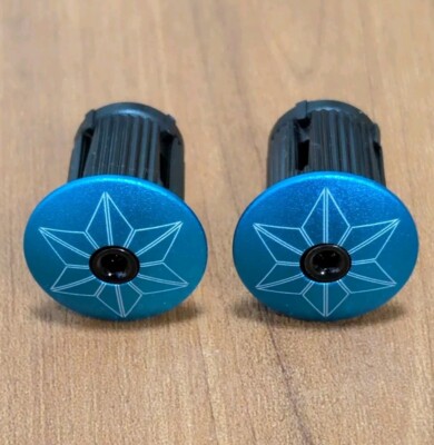 Supacaz Alloy Bar End Plugs - Pair, BLUE   - For Road Drop Handlebars -NEW-  