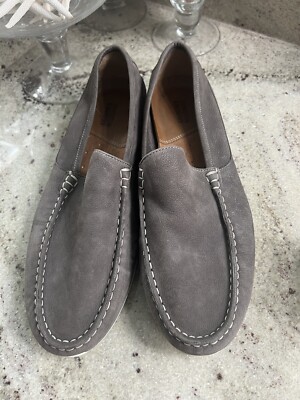 Mens Johnston And Murphy Gray Nubuck Leather Slip On Shoes  display picture 1