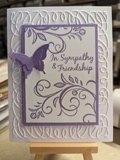 Stampin Up FALLING FLOWERS  IN SYMPATHY  FRIENDSHIP  Card KIT, Makes 4-Purple