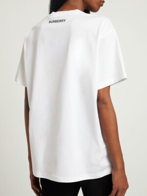 Authentic NEW BURBERRY Women's White CARRICK EKD Print Oversized T