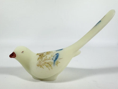 Vinntage FENTON Handpainted Bird Of Happiness 6 1/2" Glows