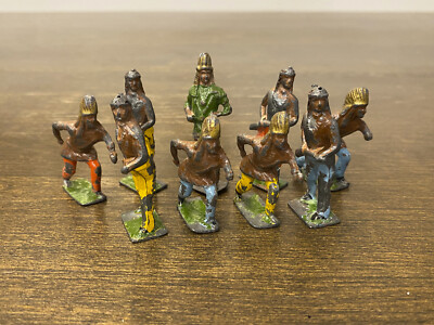 Vintage Britains Ltd Deetail Lot of 9 Indians Toy Figurine Made in England