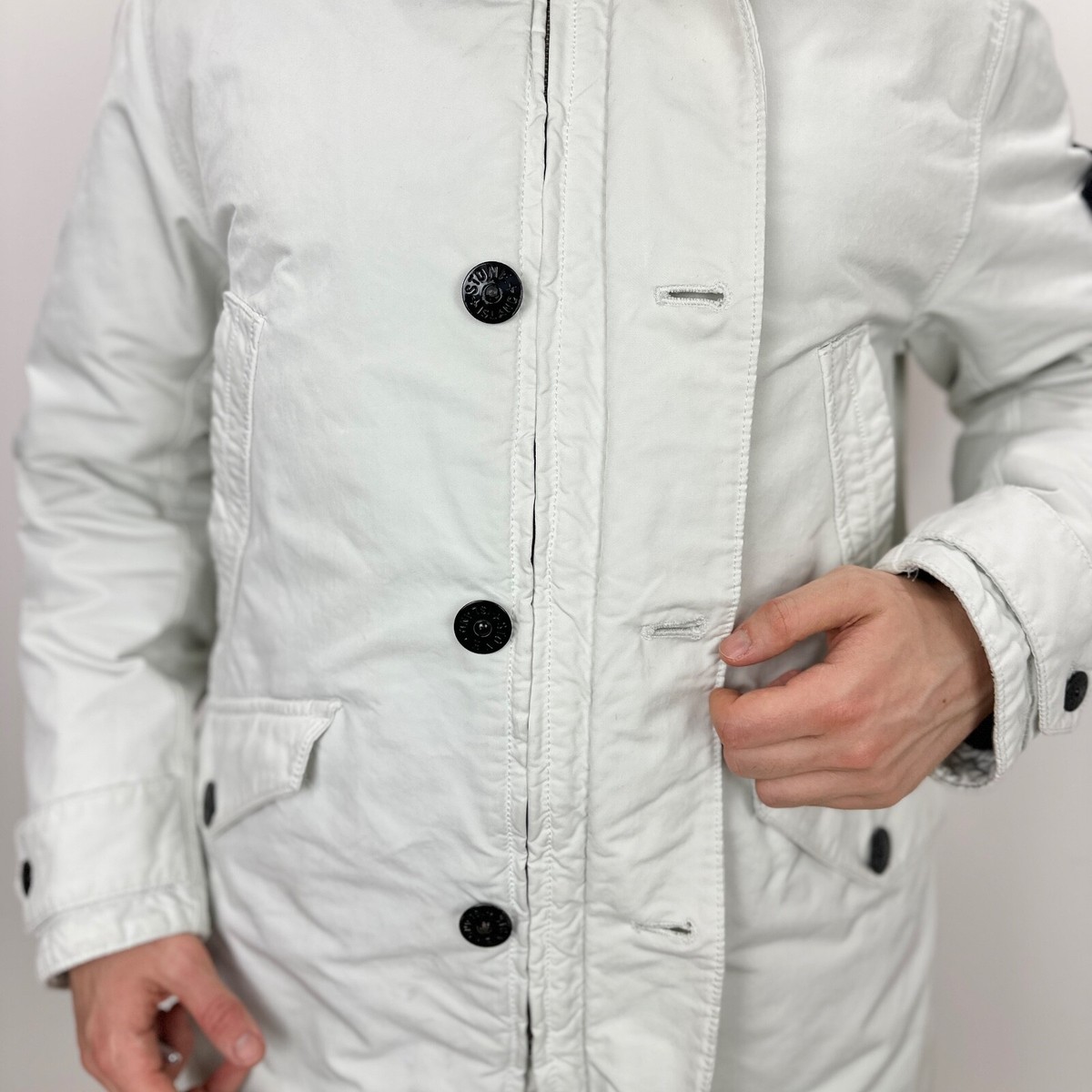 Stone Island David TC Down Parka Jacket White Mens Large Mid Stone Island David TC Down Parka Jacket White Mens Large Mid