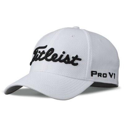 NEW TITLEIST [S/M] Men's Dobby Tech Staff Fitted Golf Hat-White/Black