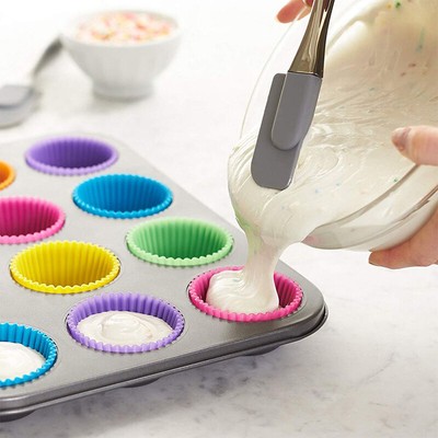5Pcs Round Silicone Mold Cupcake Muffin Cup Baking Cookies Egg Tart Jelly .h7