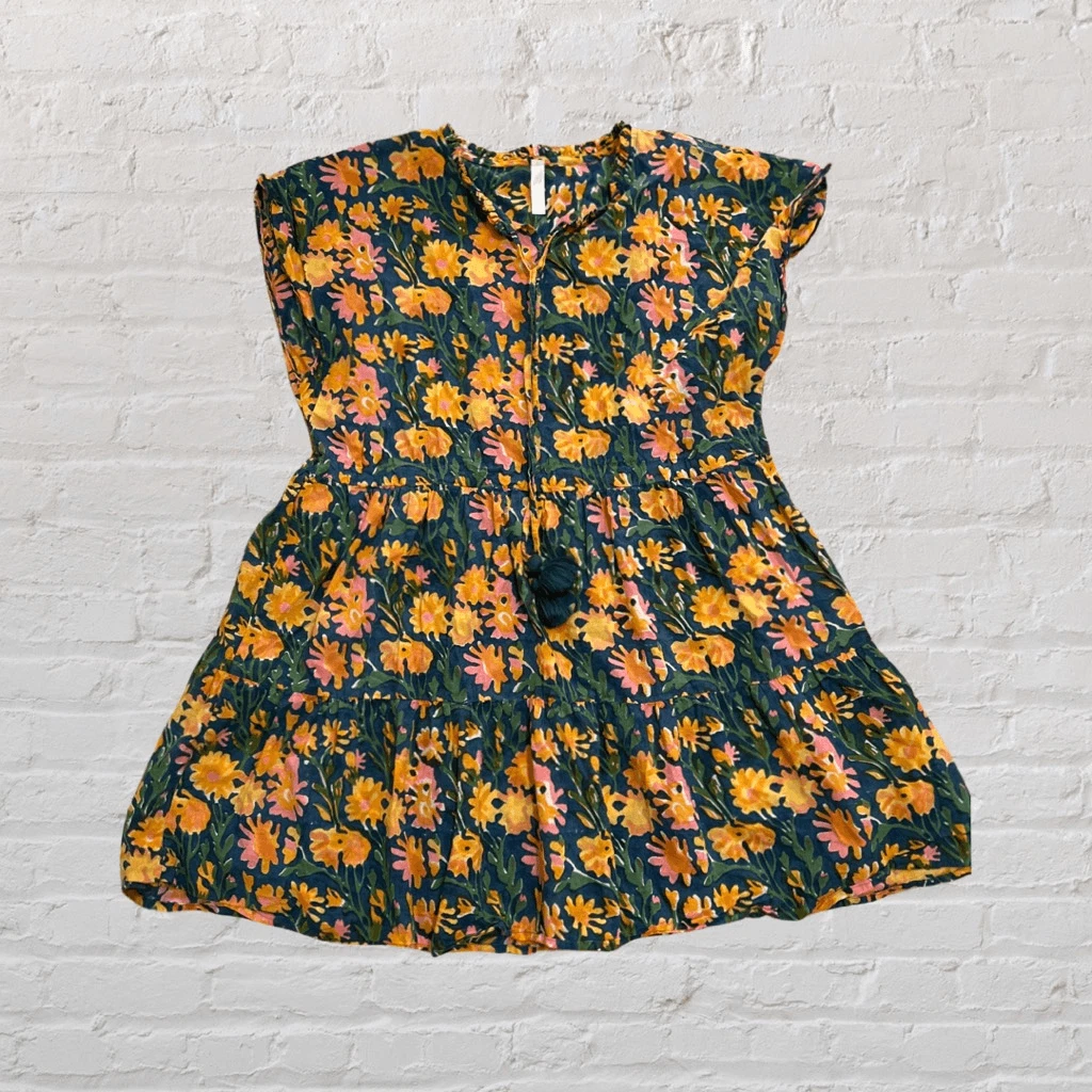 Nesara Tiger Lily Mini Kaftan 100 Organic Cotton Dress One Size