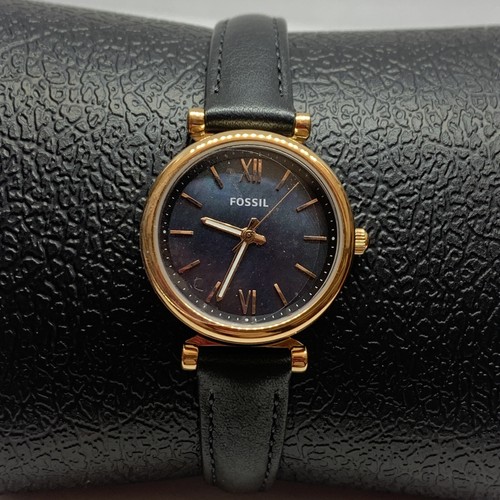 Black Leather Analog Dial Quartz Watch 