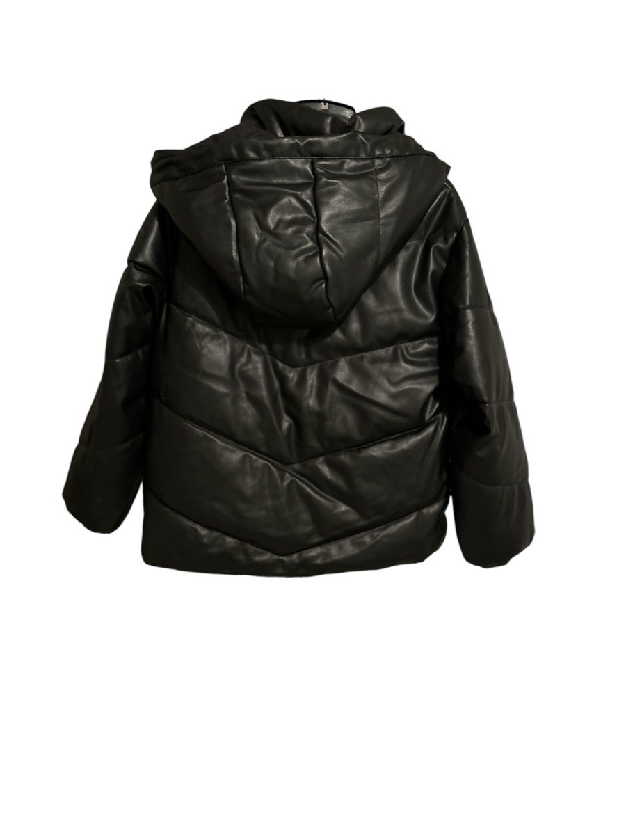 【送料込】PULL & BEAR_padded jacket in black Pull And Bear Faux Leather Puffer Jacket Black Women's Size