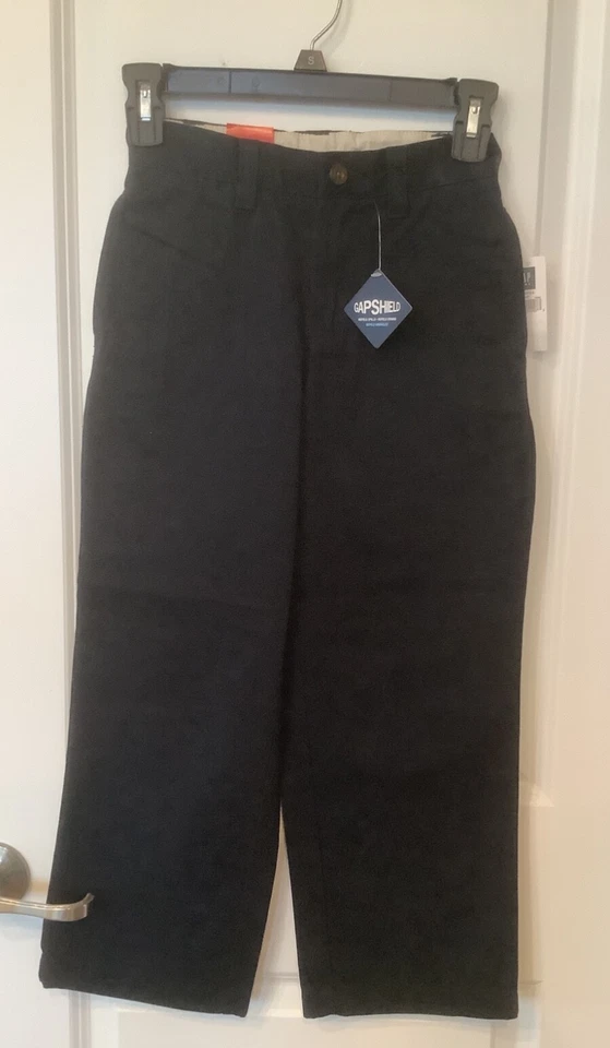 Calça uniforme frente plana azul cáqui infantil Gap nova com etiquetas tamanho 7 NOVA. Cintura ajustável - Imagem 2 de 4