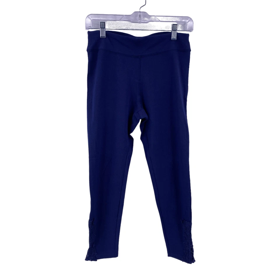 Pantalones capri de yoga tejidos French Laundry para mujer talla mediana azul marino abertura de encaje Foto 4 de 4