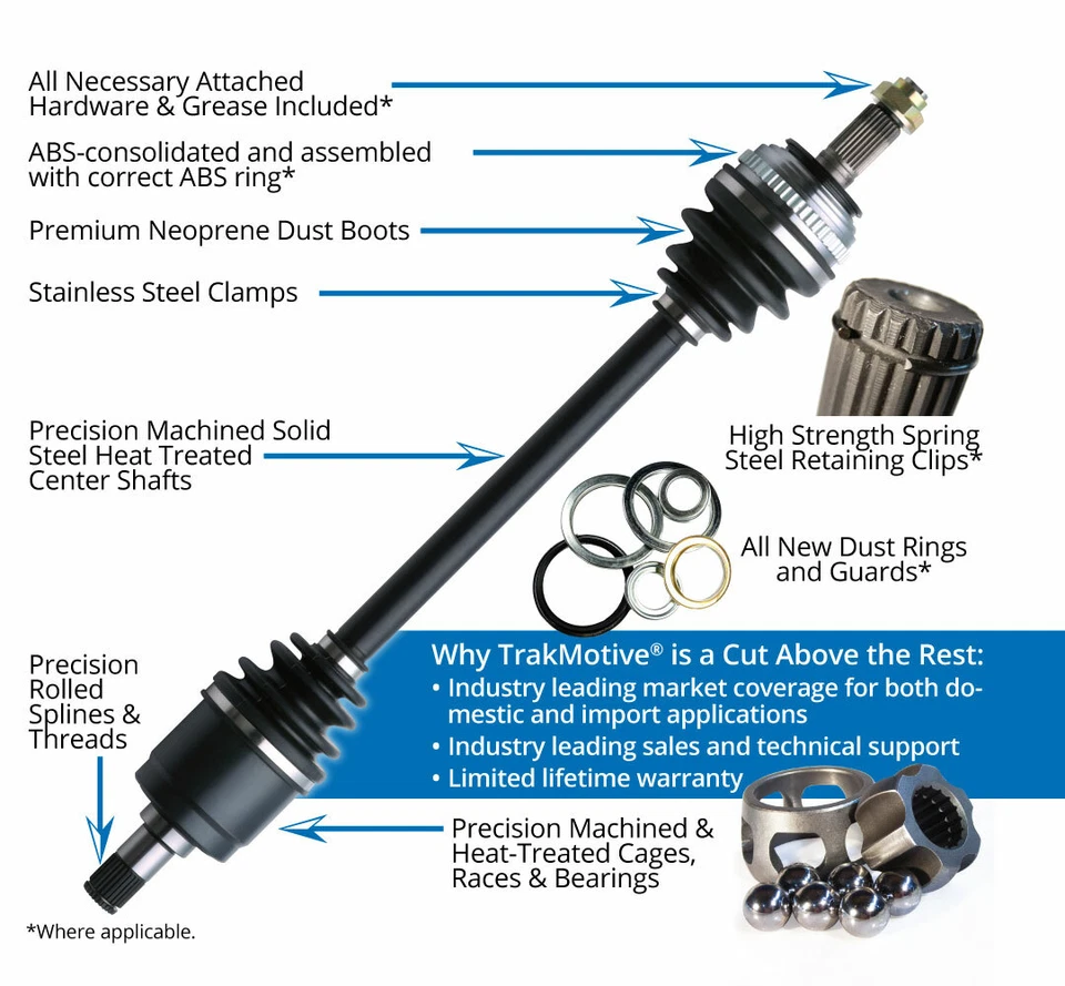 Juego de 2 pares de ejes delanteros TrakMotive CV para Honda Odyssey tracción delantera 2007-2010 Foto 2 de 4