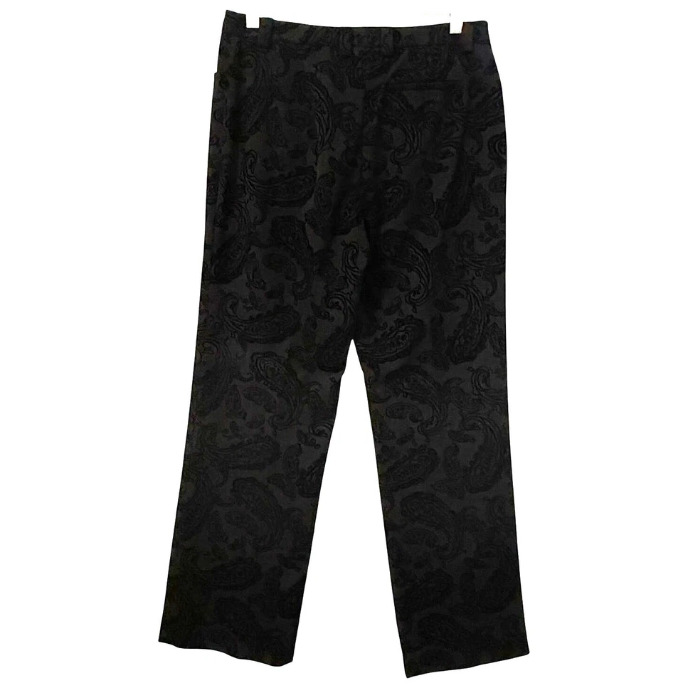 Peck & Peck Brocade Embossed Velvet Jacquard Weave Pants Size 4P Dark Goth - Image 2 of 4