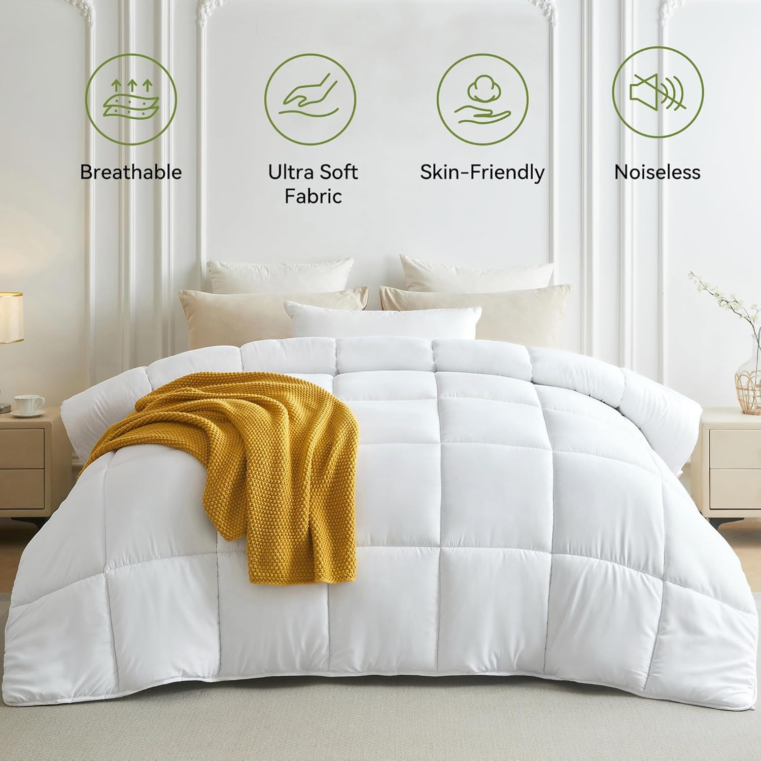 King Size Down Alternative Comforter 106x90in All Season Soft Duvet Insert